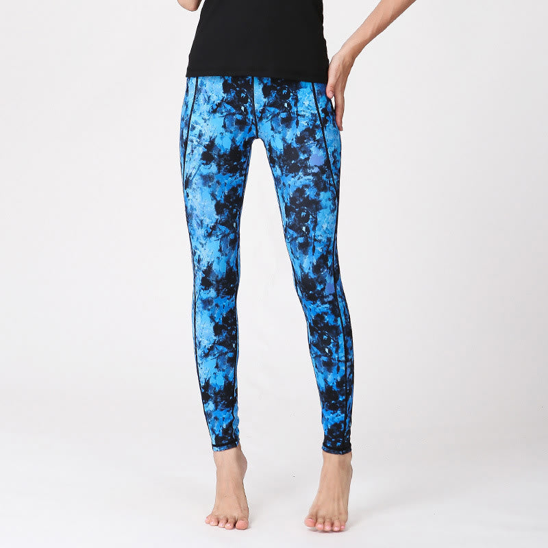 Leggings deportivos de cintura alta con estampado de camuflaje Buddha Stones para mujer - Azul Negro - US8-10, UK/AU12-14, EU40-42 (XL) - image 9