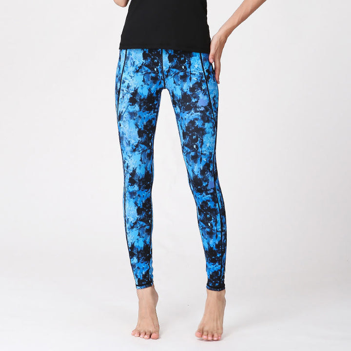 Leggings deportivos de cintura alta con estampado de camuflaje Buddha Stones para mujer - Azul Negro - US8-10, UK/AU12-14, EU40-42 (XL) - image 9