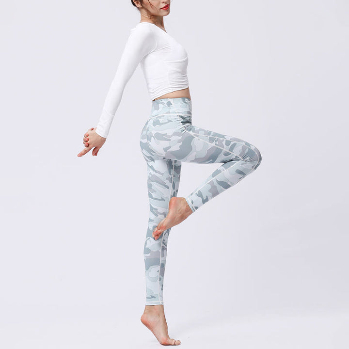 Leggings deportivos de cintura alta con estampado de camuflaje Buddha Stones para mujer - image 15