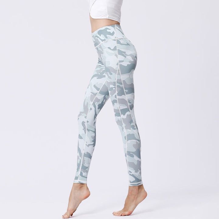 Leggings deportivos de cintura alta con estampado de camuflaje Buddha Stones para mujer - image 13