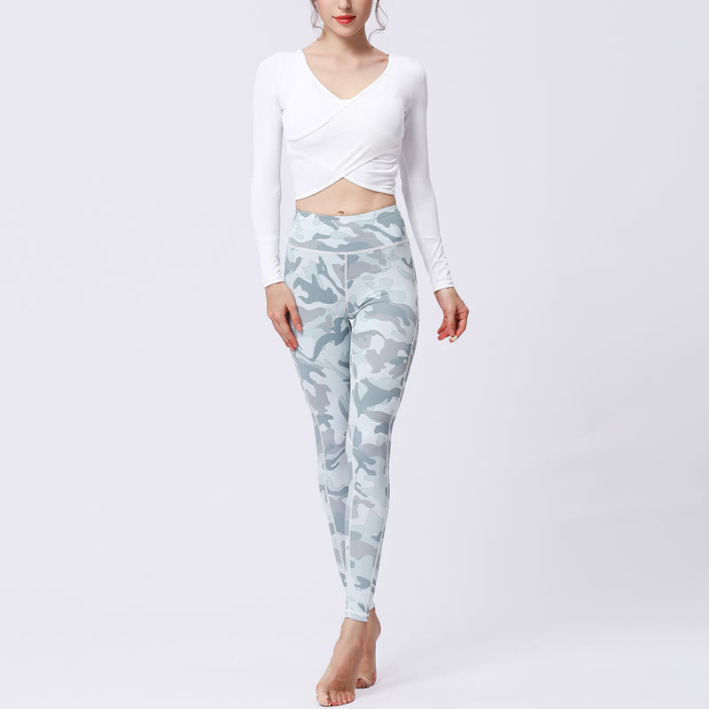 Leggings deportivos de cintura alta con estampado de camuflaje Buddha Stones para mujer - image 14