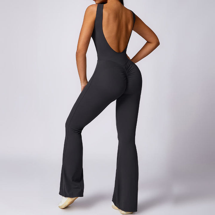 Buddha Stones Mono informal sin mangas para mujer, pantalones acampanados, mono deportivo para fitness y yoga - image 16