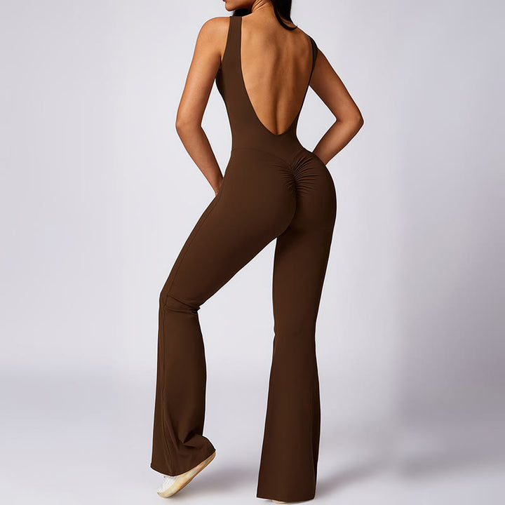 Buddha Stones Mono informal sin mangas para mujer, pantalones acampanados, mono deportivo para fitness y yoga - image 23