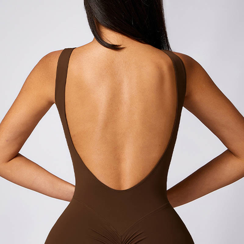 Buddha Stones Mono informal sin mangas para mujer, pantalones acampanados, mono deportivo para fitness y yoga - image 25