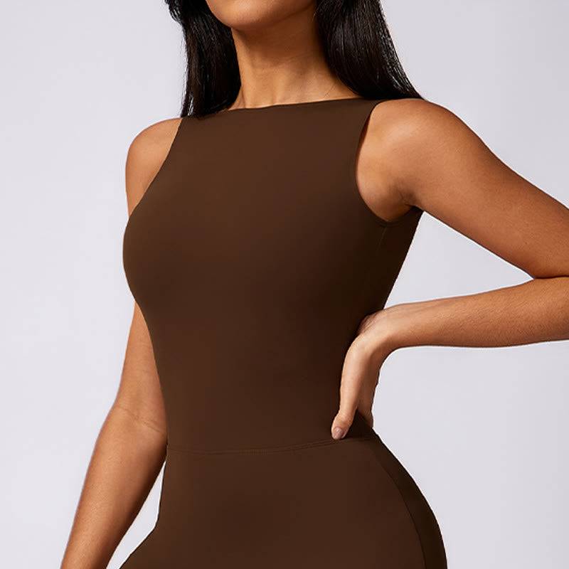 Buddha Stones Mono informal sin mangas para mujer, pantalones acampanados, mono deportivo para fitness y yoga - image 24