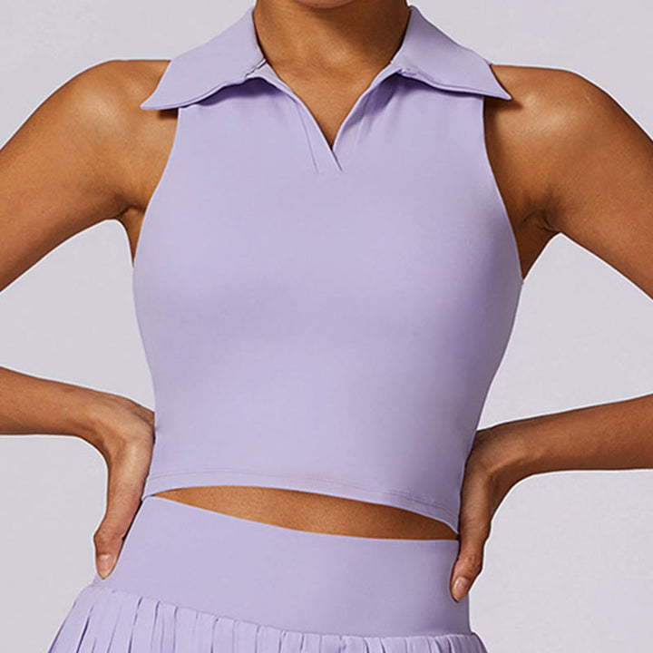 Buddha Stones Camiseta corta con cuello polo, falda de tenis, pantalones cortos plisados ​​con bolsillo, conjuntos deportivos de yoga - image 7