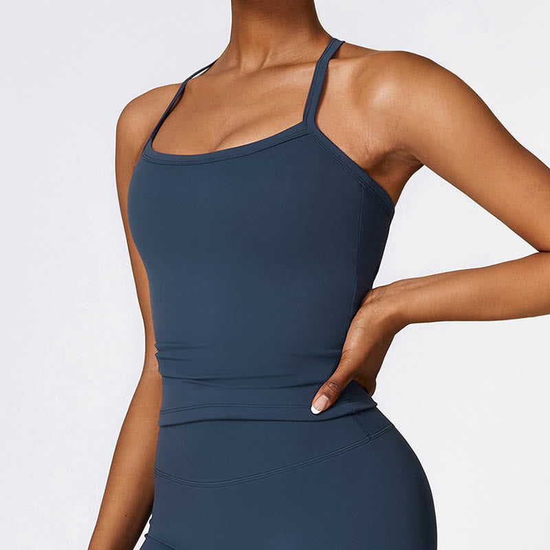 Buddha Stones Top corto de color liso con cintura alta, pantalones cortos deportivos, fitness, gimnasio y yoga. - image 1