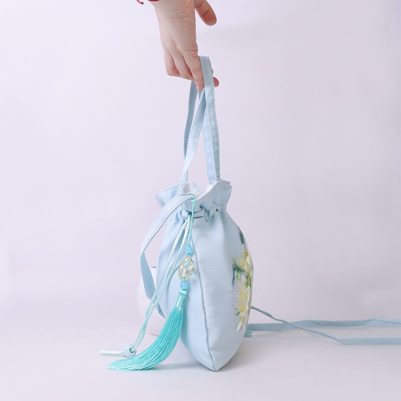 Buddha Stones Suzhou bordado Lotus Deer Epiphyllum peonía conejo algodón lino bolso bandolera bolso de hombro - image 5