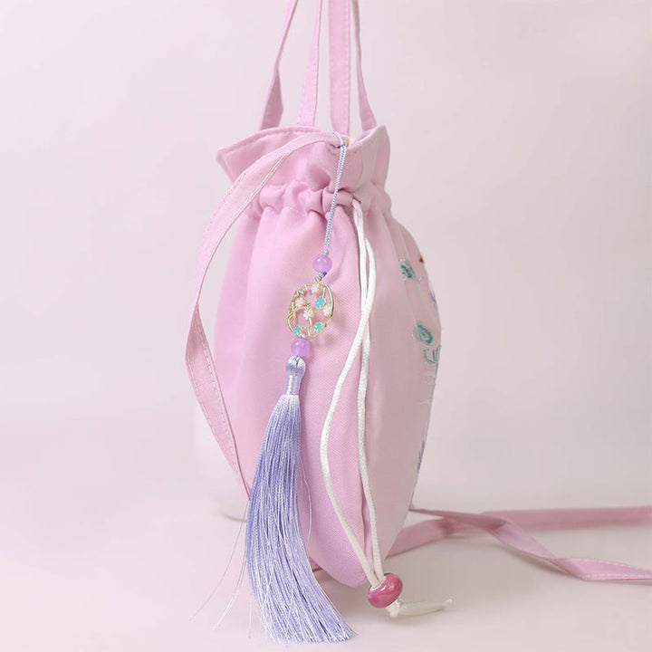 Buddha Stones Suzhou bordado Lotus Deer Epiphyllum peonía conejo algodón lino bolso bandolera bolso de hombro - image 12