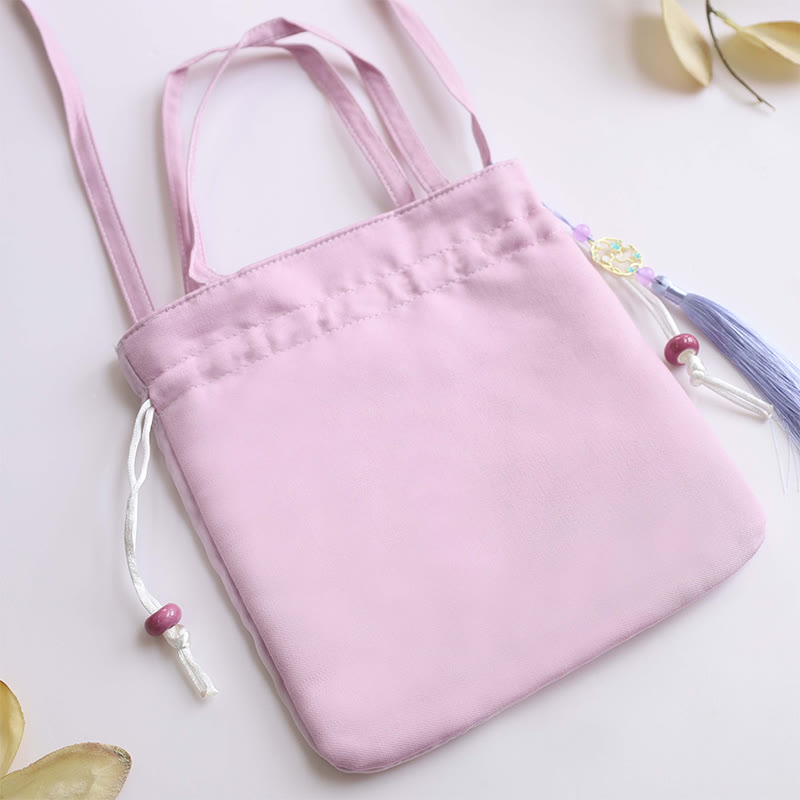 Buddha Stones Suzhou bordado Lotus Deer Epiphyllum peonía conejo algodón lino bolso bandolera bolso de hombro - image 10