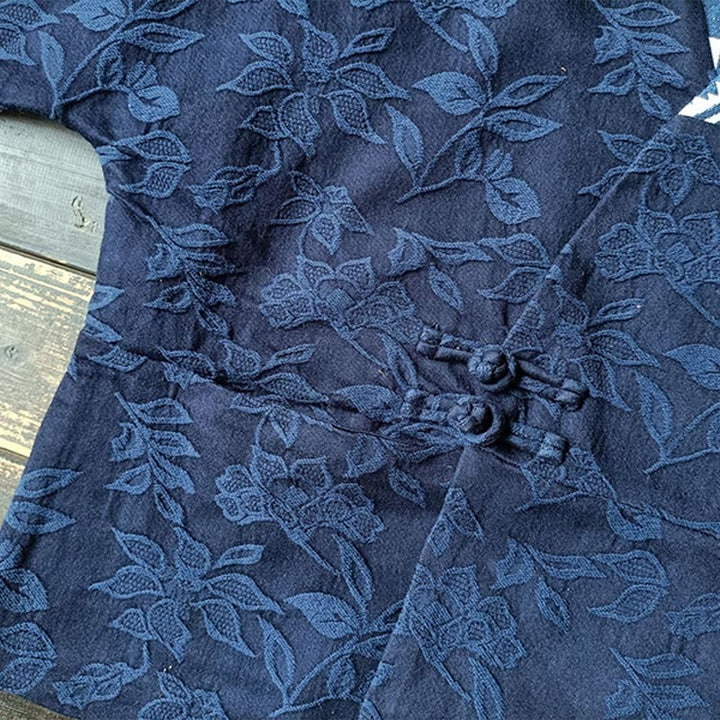 Chaqueta de manga larga con cuello en V y jacquard floral con Buddha Stones - image 10