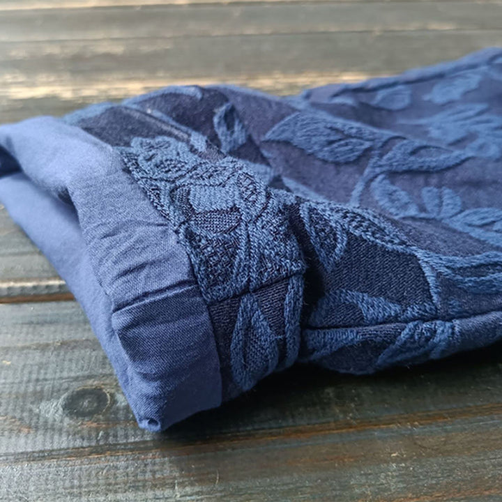 Chaqueta de manga larga con cuello en V y jacquard floral con Buddha Stones - image 13