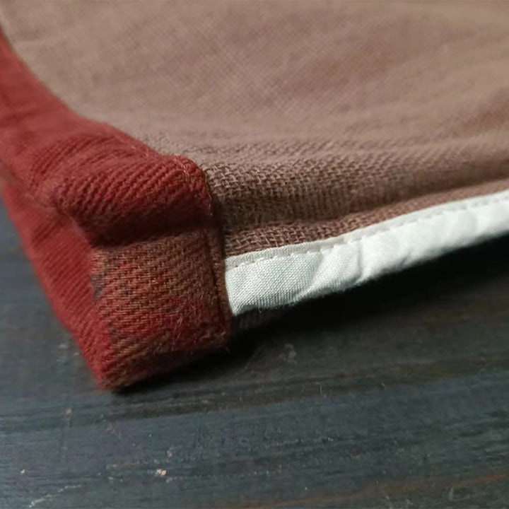 Chaqueta frontal abierta con botones de rana y bolsillos de lino y algodón con flor de peonía naranja y Buddha Stones - image 12