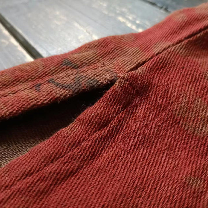 Chaqueta frontal abierta con botones de rana y bolsillos de lino y algodón con flor de peonía naranja y Buddha Stones - image 10