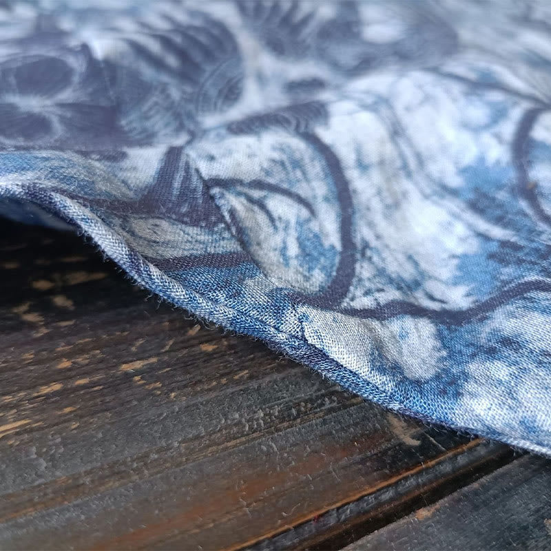 Buddha Stones Retro Azul Flores Blancas Diseño De Botón De Rana Camisa De Chaqueta De Lino De Ramio De Manga Larga - image 11