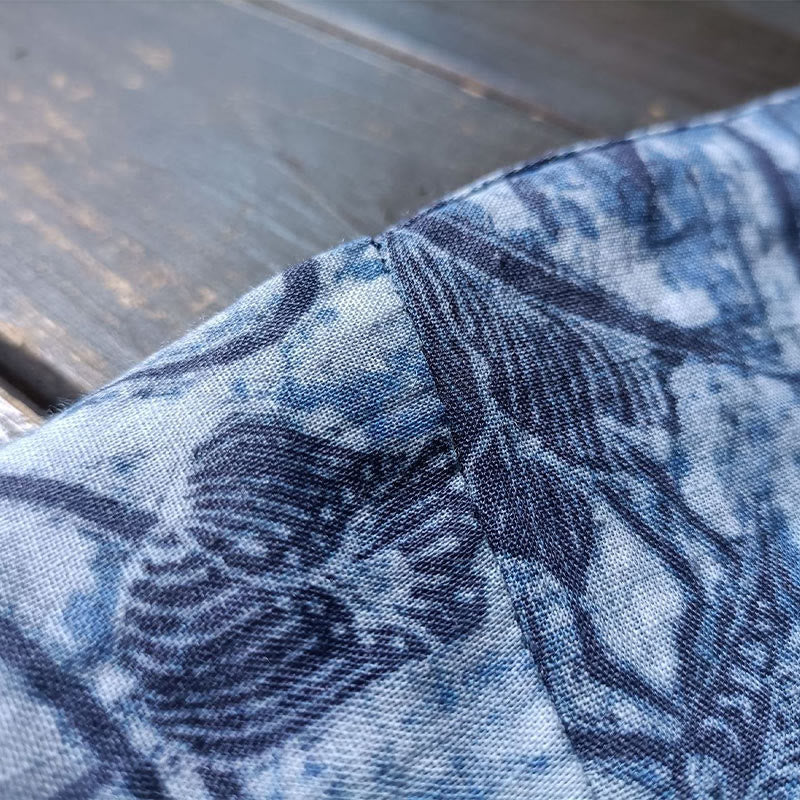 Buddha Stones Retro Azul Flores Blancas Diseño De Botón De Rana Camisa De Chaqueta De Lino De Ramio De Manga Larga - image 10