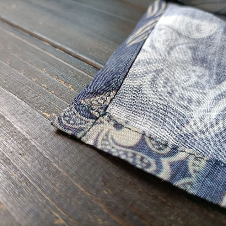 Buddha Stones Pájaros Flores Geometría Rana Botón Manga Larga Ramio Lino Chaqueta Camisa