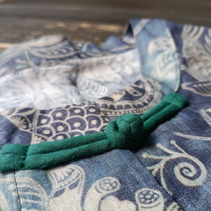 Buddha Stones Pájaros Flores Geometría Rana Botón Manga Larga Ramio Lino Chaqueta Camisa - image 8