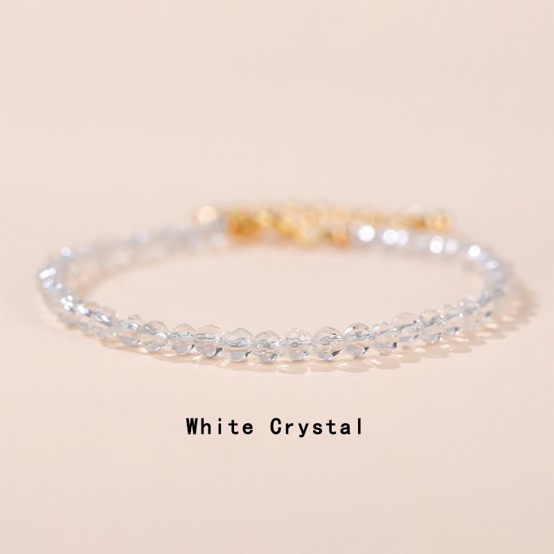 Pulsera de cadena curativa con Buddha Stones, cuarzo fresa, prehnita, peridoto, lazurita, lapislázuli, cristal rosa y turmalina. - Cristal blanco (circunferencia de la muñeca 14-17 cm) - image 13