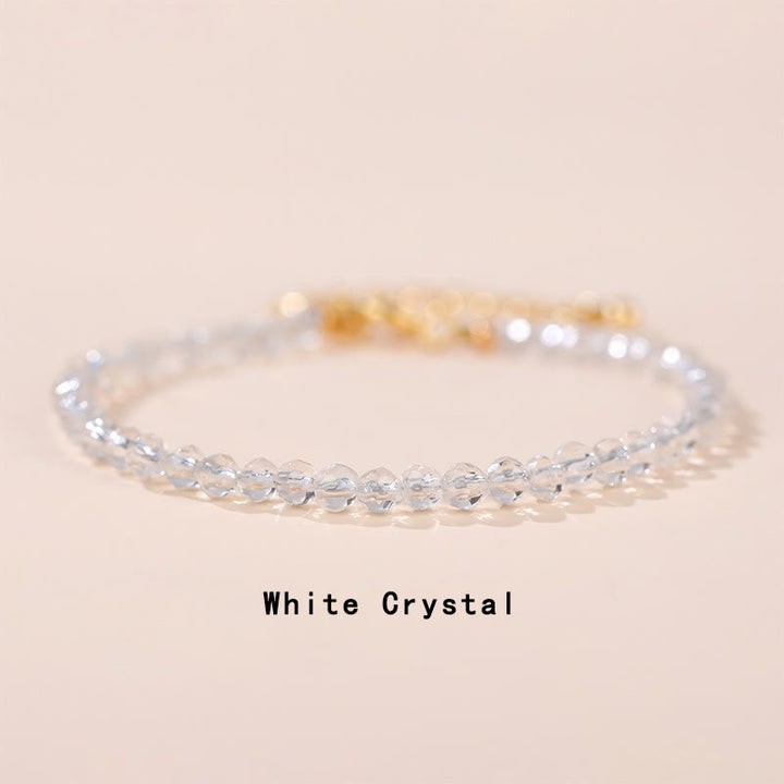 Pulsera de cadena curativa con Buddha Stones, cuarzo fresa, prehnita, peridoto, lazurita, lapislázuli, cristal rosa y turmalina. - Cristal blanco (circunferencia de la muñeca 14-17 cm) - image 13