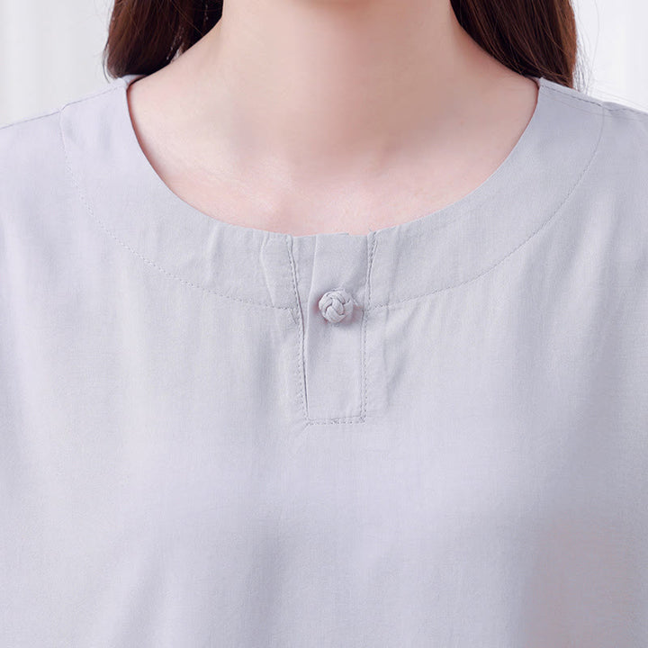 Buddha Stones - Conjunto unisex de 2 piezas de camiseta de media manga y pantalones de meditación Zen Tai Chi de algodón y lino - image 13