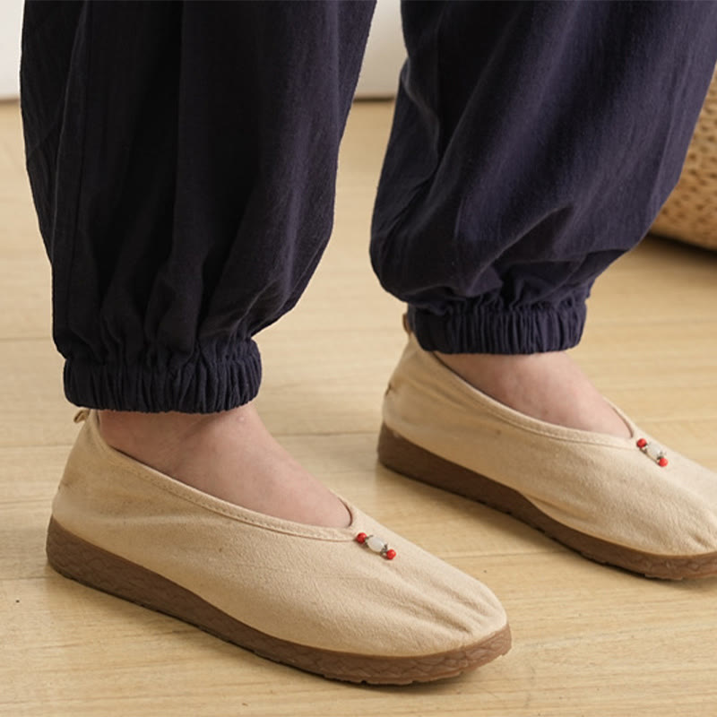 Conjunto de ropa de lino y algodón para mujer , camisa de manga tres cuartos con cuello en V y pantalones de meditación Zen Tai Chi, 2 uds.
