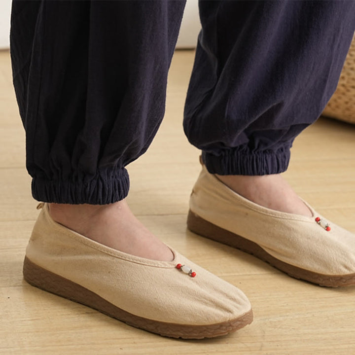 Conjunto de ropa de lino y algodón para mujer , camisa de manga tres cuartos con cuello en V y pantalones de meditación Zen Tai Chi, 2 uds.