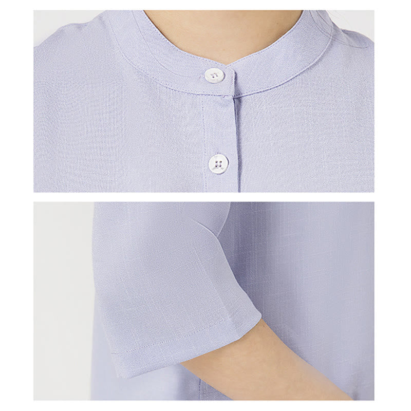 Conjunto de ropa de lino y algodón para mujer, camisa de manga tres cuartos con botones, Top, pantalones, meditación Zen, Tai Chi, Buddha Stones.