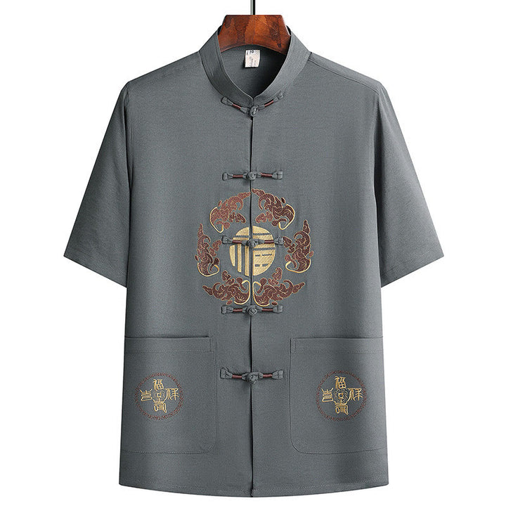 Buddha Stones Fu personaje Tang traje Hanfu uniforme tradicional manga corta Top pantalones ropa conjunto para hombres