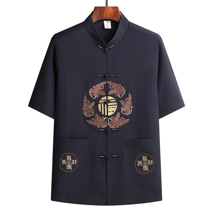 Buddha Stones Fu personaje Tang traje Hanfu uniforme tradicional manga corta Top pantalones ropa conjunto para hombres