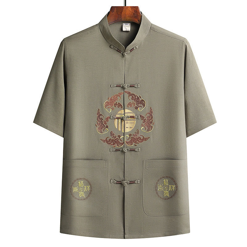 Buddha Stones Fu personaje Tang traje Hanfu uniforme tradicional manga corta Top pantalones ropa conjunto para hombres