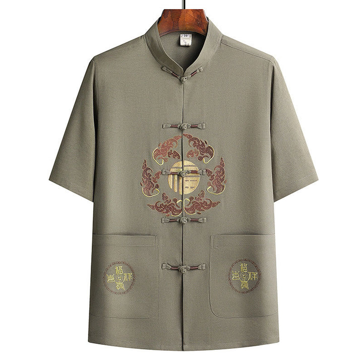 Buddha Stones Fu personaje Tang traje Hanfu uniforme tradicional manga corta Top pantalones ropa conjunto para hombres