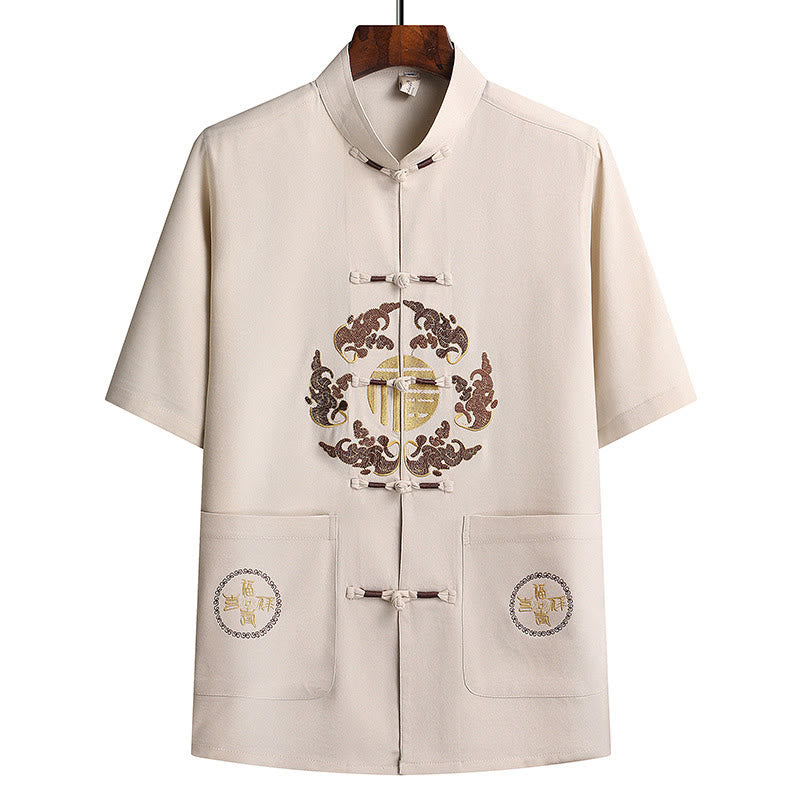 Buddha Stones Fu personaje Tang traje Hanfu uniforme tradicional manga corta Top pantalones ropa conjunto para hombres