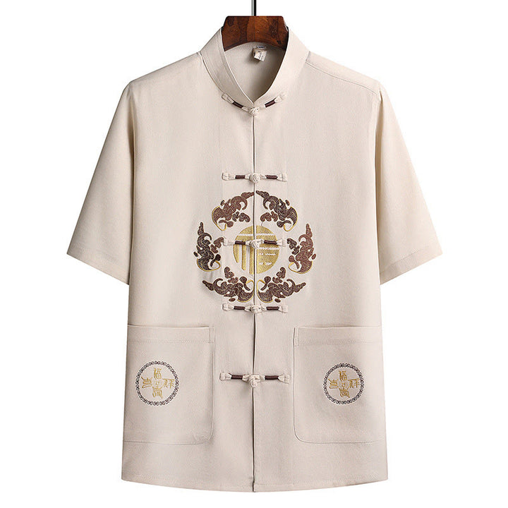 Buddha Stones Fu personaje Tang traje Hanfu uniforme tradicional manga corta Top pantalones ropa conjunto para hombres