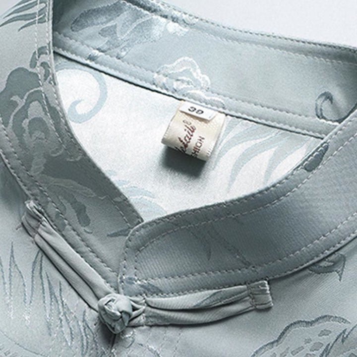 Traje Tang con diseño de dragón y Buddha Stones, uniforme tradicional Hanfu, Top de manga corta, pantalones, ropa, conjunto para hombre - image 3