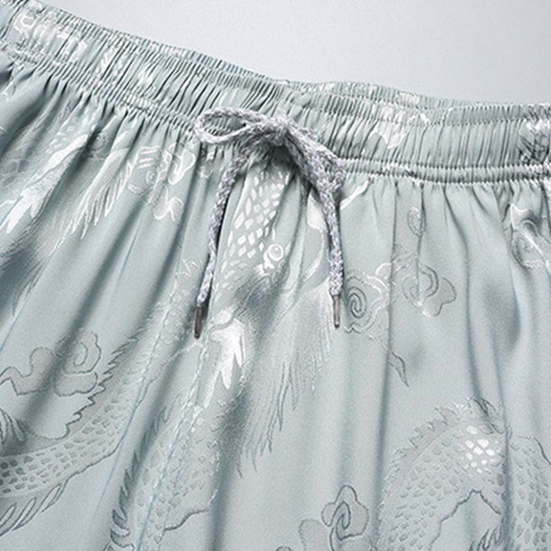 Traje Tang con diseño de dragón y Buddha Stones, uniforme tradicional Hanfu, Top de manga corta, pantalones, ropa, conjunto para hombre - image 9