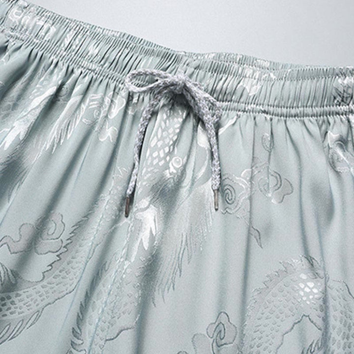 Traje Tang con diseño de dragón y Buddha Stones, uniforme tradicional Hanfu, Top de manga corta, pantalones, ropa, conjunto para hombre - image 9
