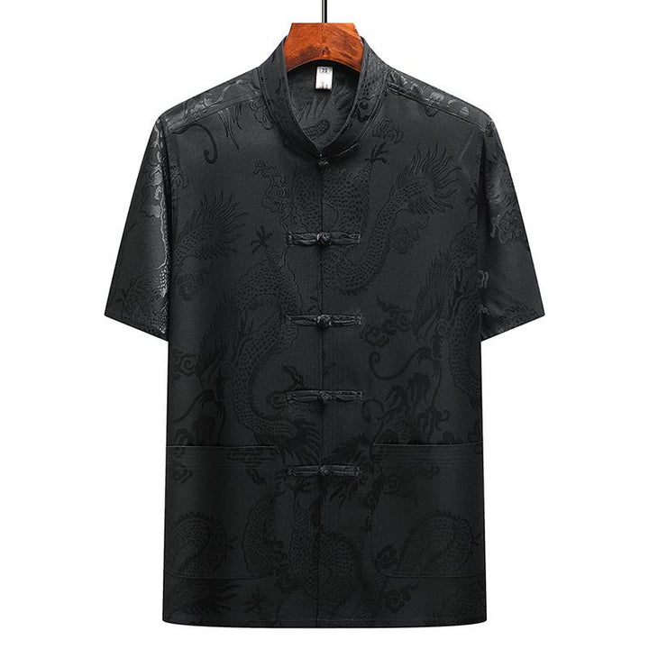 Traje Tang con diseño de dragón y Buddha Stones, uniforme tradicional Hanfu, Top de manga corta, pantalones, ropa, conjunto para hombre - image 27