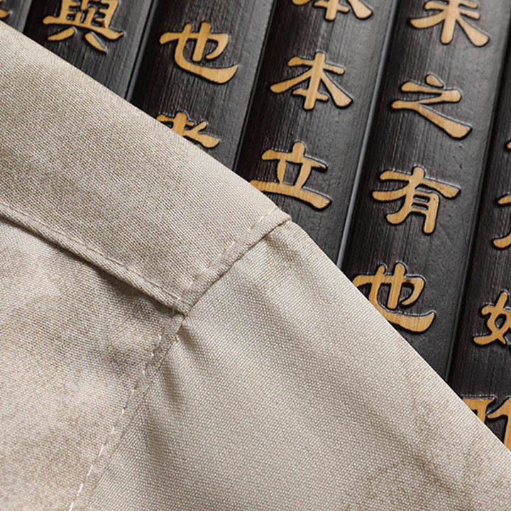 Traje Tang de Buddha Stones, montañas y árboles, uniforme tradicional Hanfu, Top de manga corta, pantalones, conjunto de ropa para hombre - image 6