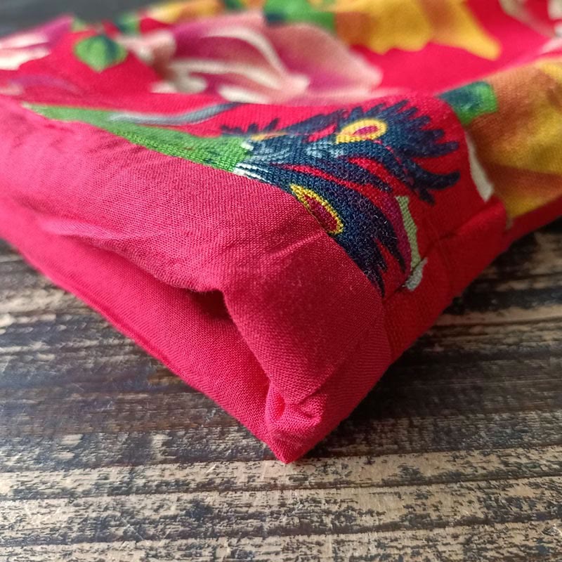 Chaqueta camisera de manga larga de lino y algodón con botones de rana, peonía, flor roja étnica, Buddha Stones , bolsillos