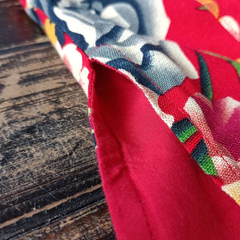 Chaqueta camisera de manga larga de lino y algodón con botones de rana, peonía, flor roja étnica, Buddha Stones , bolsillos