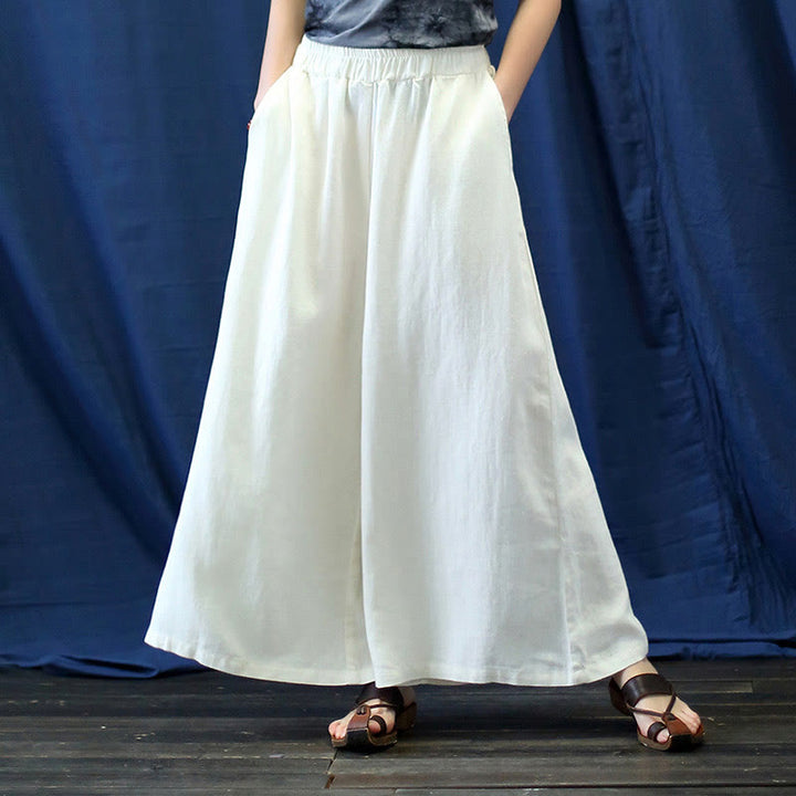 Vestido midi de jacquard con flores y Buddha Stones Vestido de lino y algodón de manga larga Pantalones anchos con bolsillos