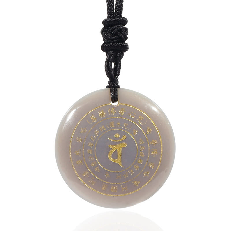 Buddha Stones Vairocana Tathagata Mantra sánscrito varios cristales negro obsidiana verde Aventurina fuerza COLLAR COLGANTE