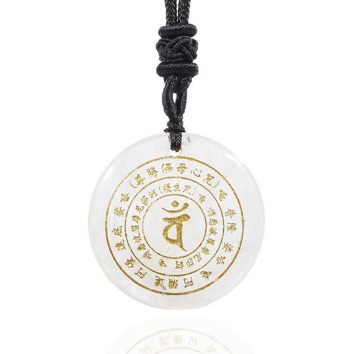 Buddha Stones Vairocana Tathagata Mantra sánscrito varios cristales negro obsidiana verde Aventurina fuerza COLLAR COLGANTE
