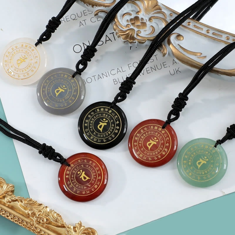 Buddha Stones Vairocana Tathagata Mantra sánscrito varios cristales negro obsidiana verde Aventurina fuerza COLLAR COLGANTE
