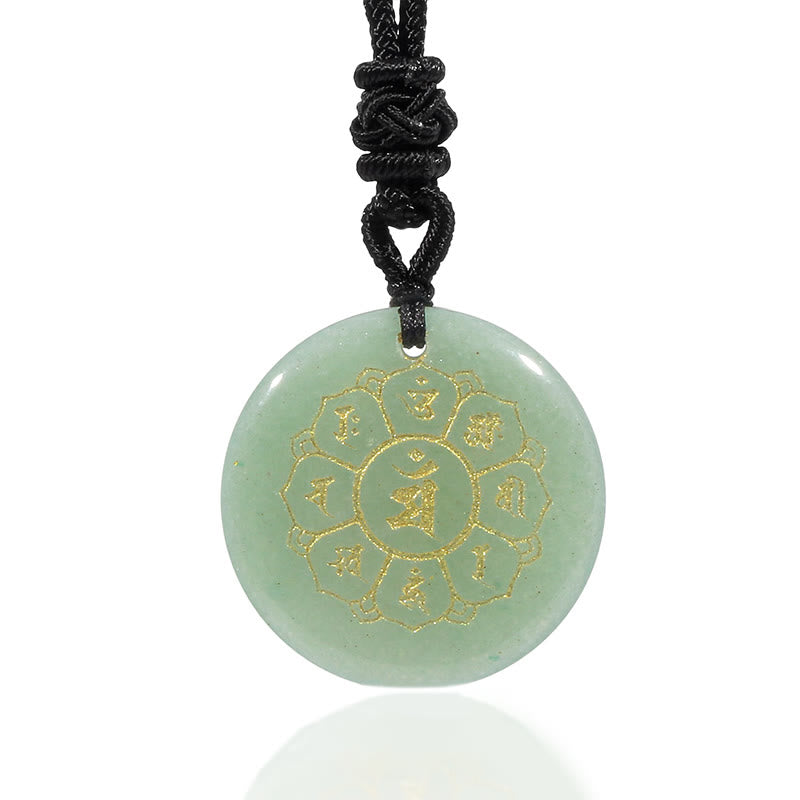 Collar con colgante de fuerza de obsidiana negra, Buddha Stones Om Mani Padme Hum naturales, varios cristales