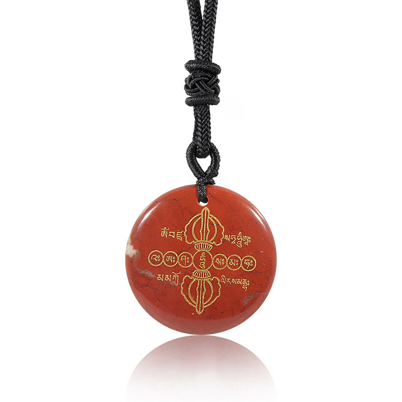 Buddha Stones Vajra Dorje patrón sánscrito Natural varios cristales negro obsidiana cumplimiento collar colgante