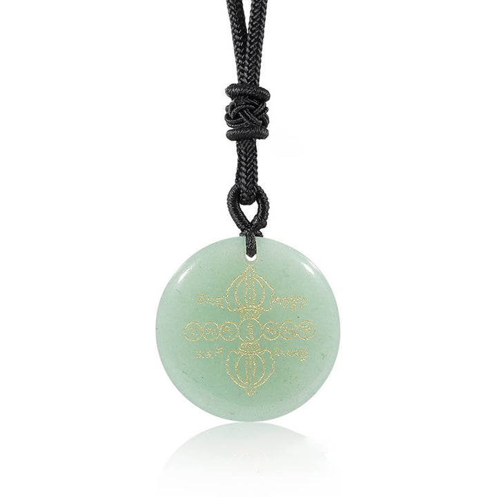 Buddha Stones Vajra Dorje patrón sánscrito Natural varios cristales negro obsidiana cumplimiento collar colgante