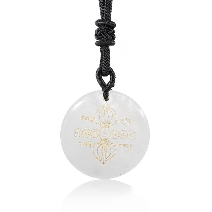 Buddha Stones Vajra Dorje patrón sánscrito Natural varios cristales negro obsidiana cumplimiento collar colgante