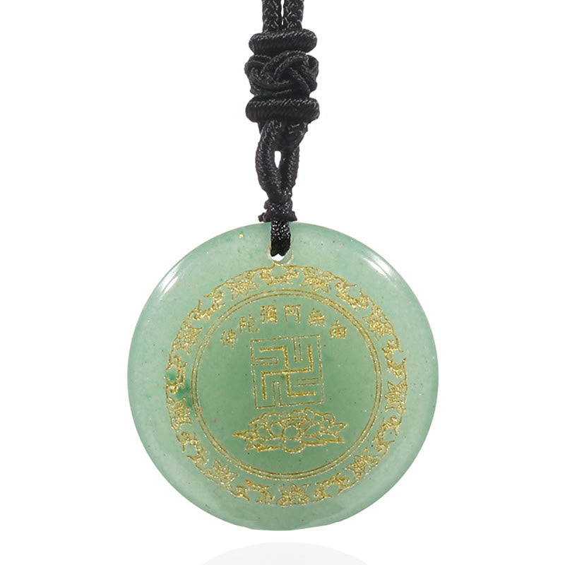 Colgante de collar de purificación de obsidiana negra de cristal Natural con diseño de loto y esvástica de Buddha Stones